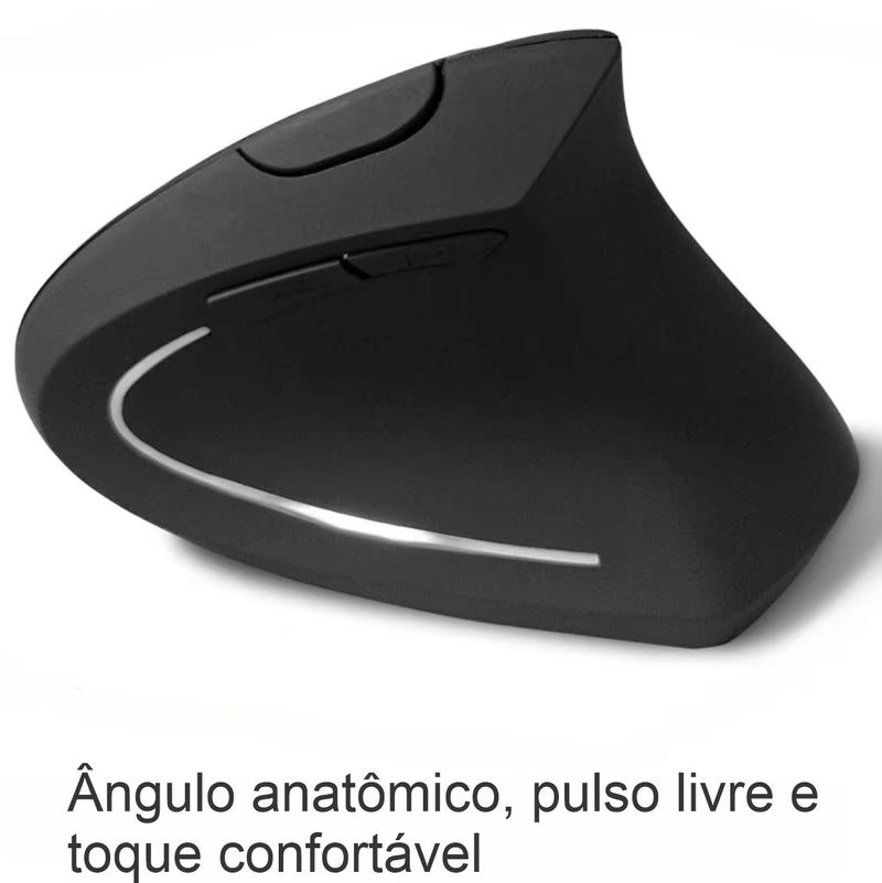 2.4G Wireless Mouse ergonômico vertical para jogos, mouse USB para destros, 1600 DPI, para PC, laptop Kasaprime.