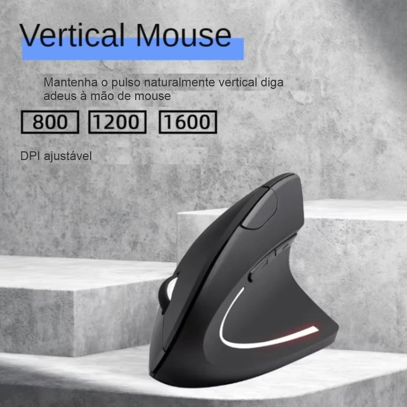 2.4G Wireless Mouse ergonômico vertical para jogos, mouse USB para destros, 1600 DPI, para PC, laptop Kasaprime.