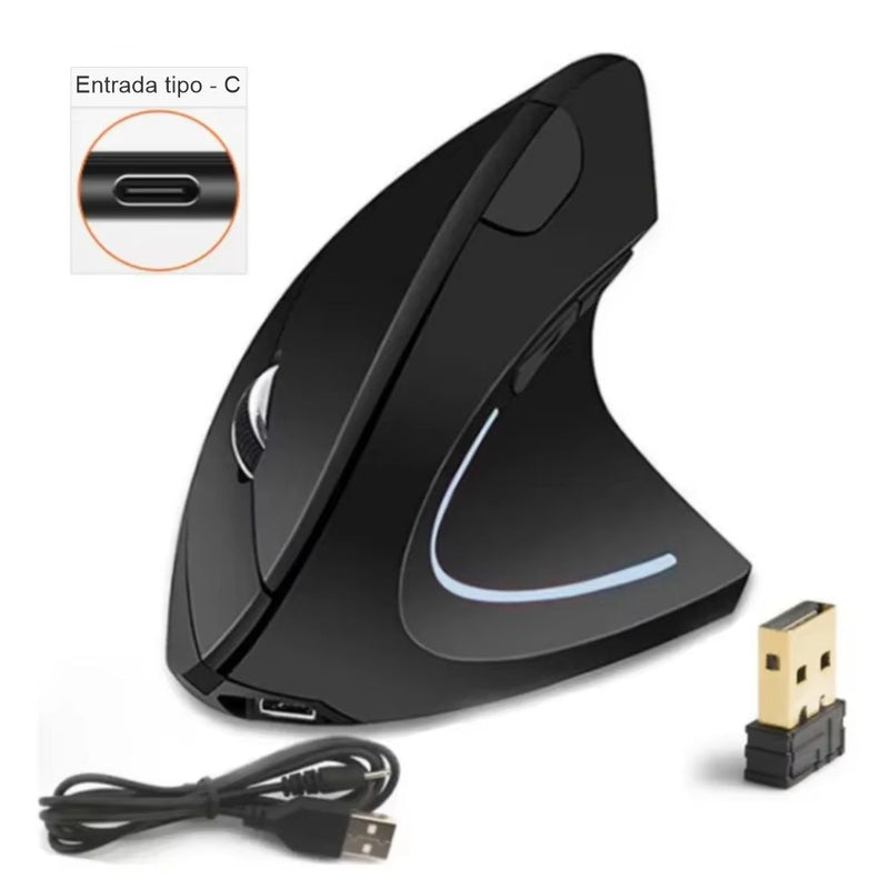 2.4G Wireless Mouse ergonômico vertical para jogos, mouse USB para destros, 1600 DPI, para PC, laptop Kasaprime.