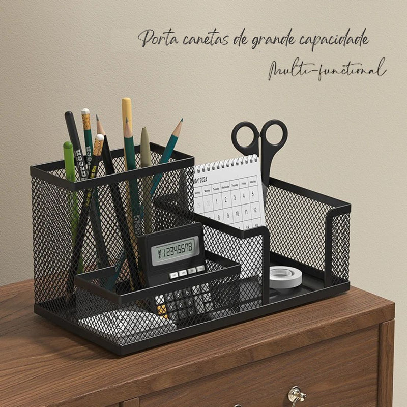 Organizador de mesa com porta-lápis e cestos , preto kasaprime