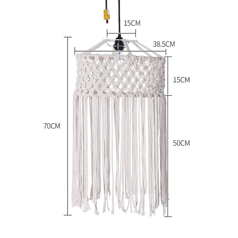 Luminária Pendente Branca trançado Macramê Design Boho chic Kasaprime