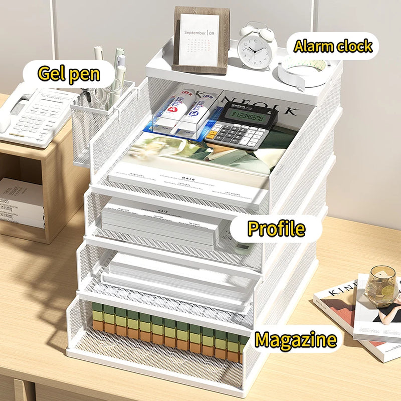 Organizador de mesa  de metal, para escritório, organize arquivos e documentos kasaprime