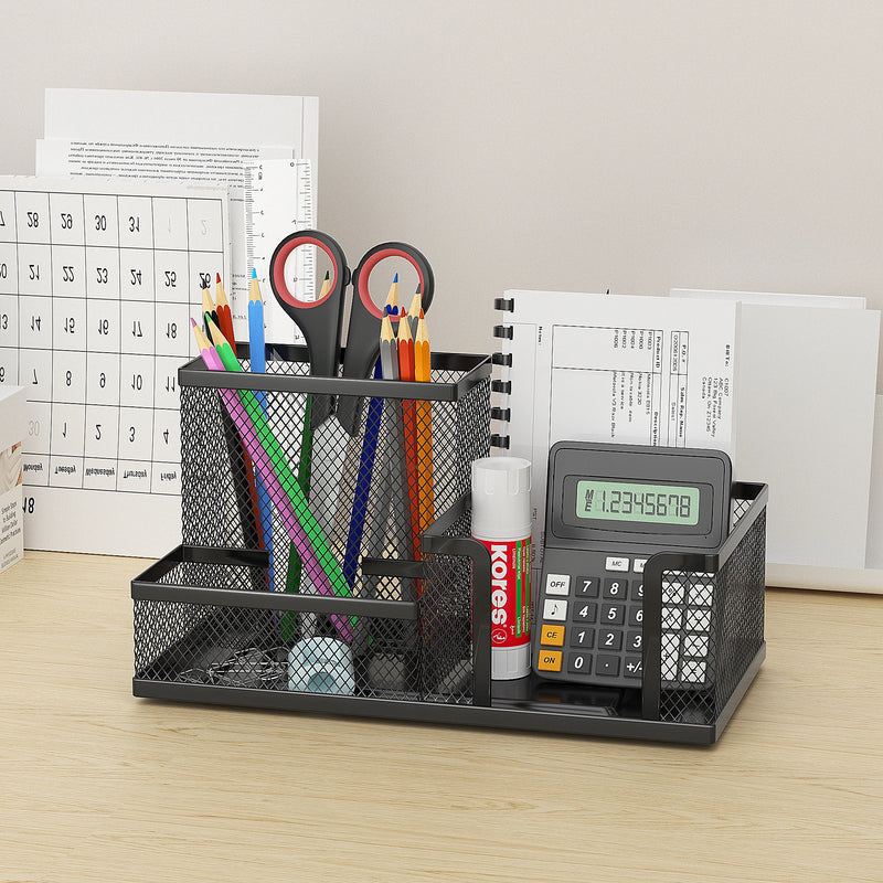 Organizador de mesa com porta-lápis e cestos , preto kasaprime