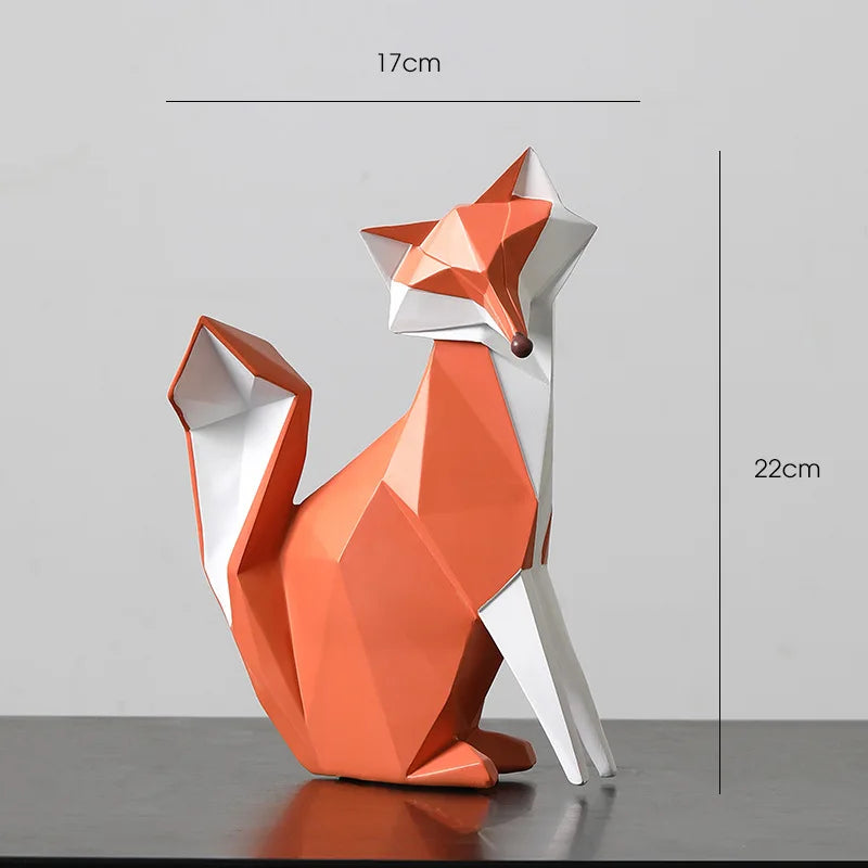 Escultura de Raposa Geométrica em Resina kasaprime