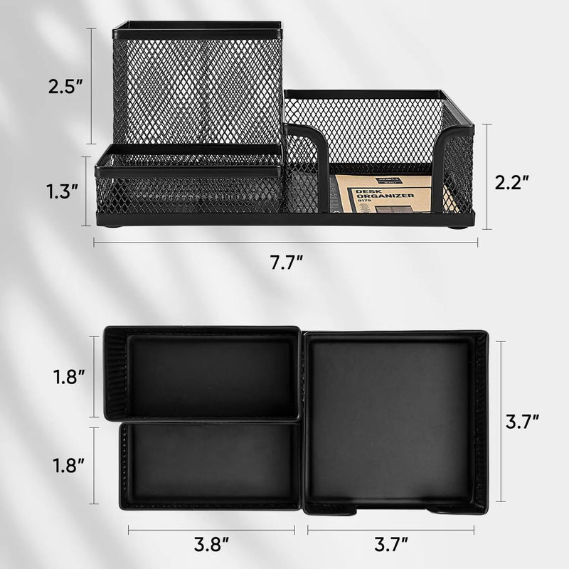 Organizador de mesa com porta-lápis e cestos , preto kasaprime