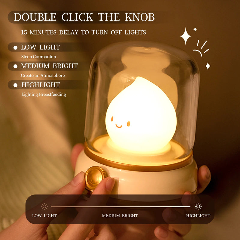 Luminária de Mesa LED Fofa , Recarregável por USB, Portátil, com desenho animado kaprime