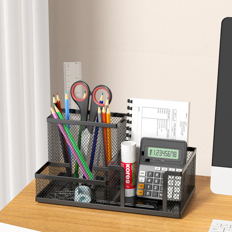 Organizador de mesa com porta-lápis e cestos , preto kasaprime