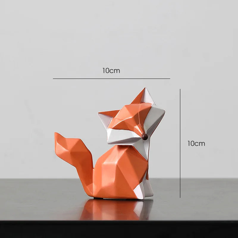 Escultura de Raposa Geométrica em Resina kasaprime
