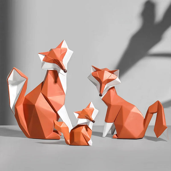 Escultura de Raposa Geométrica em Resina kasaprime