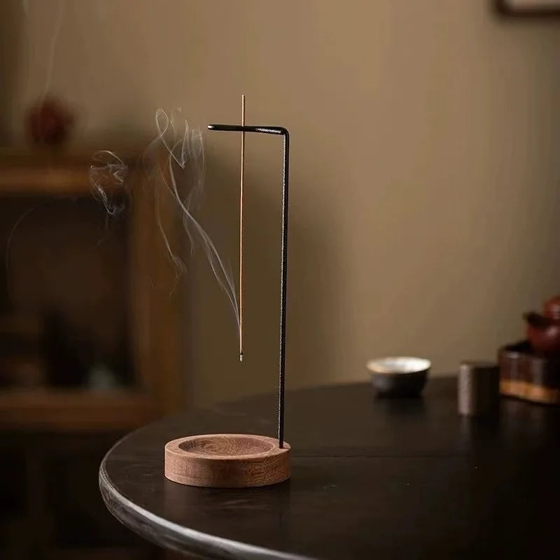 Queimador  de incenso  redondo  base de madeira Design de cabeça para baixo Kasaprime