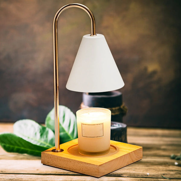Luminária abajur aquecedora de vela aromática - Base de Madeira - Bivolt Kasaprime.