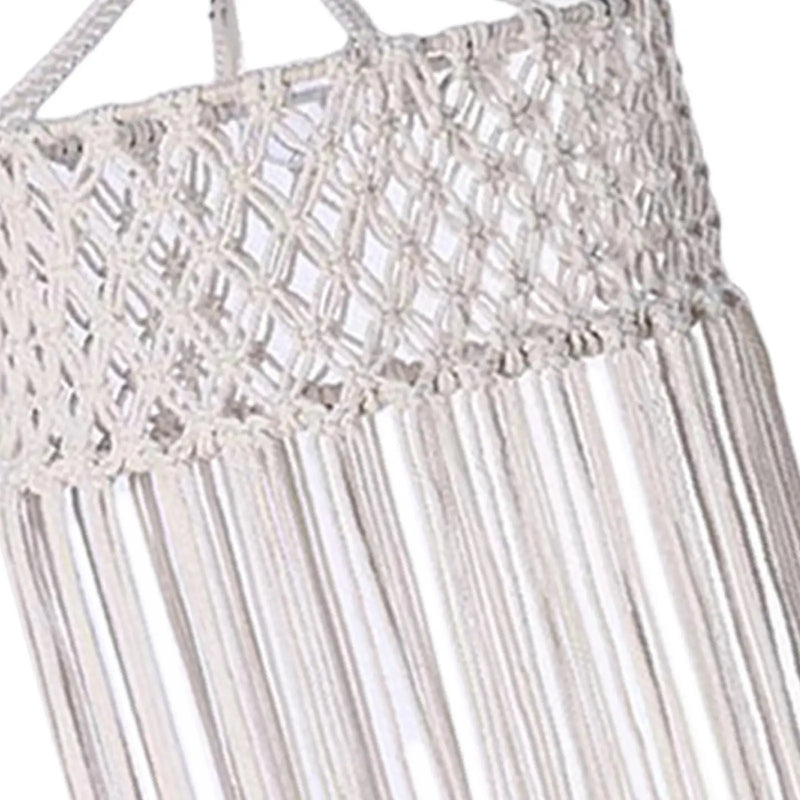 Luminária Pendente Branca trançado Macramê Design Boho chic Kasaprime