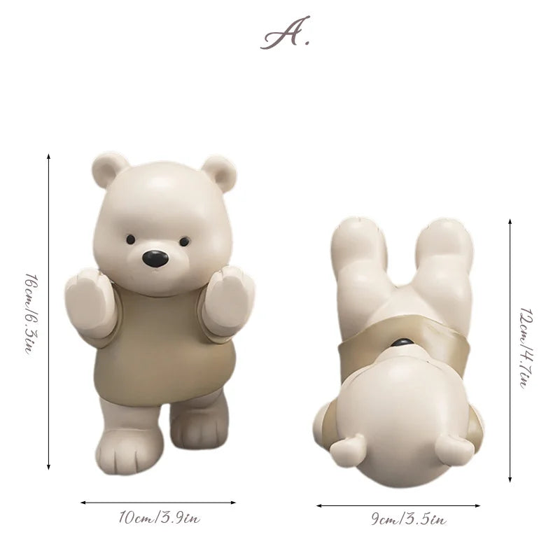Aparador de livro em Resina formato de urso para estantes e Escritórios Kasaprime