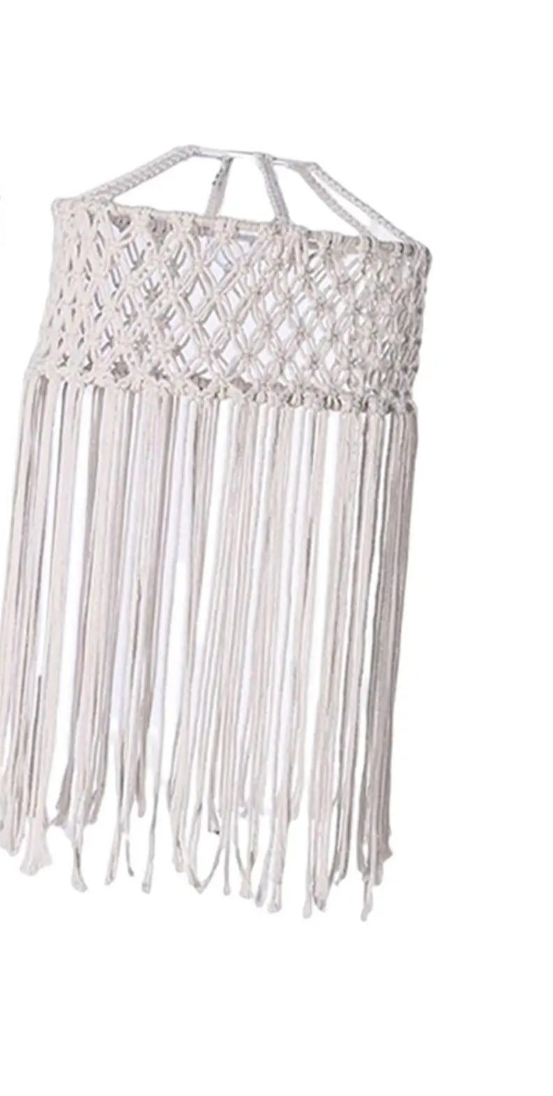 Luminária Pendente Branca trançado Macramê Design Boho chic Kasaprime